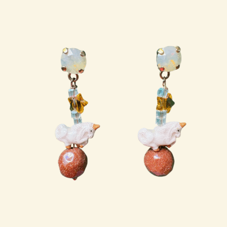 Orecchini in swarovski e pietra del sole con unicorno